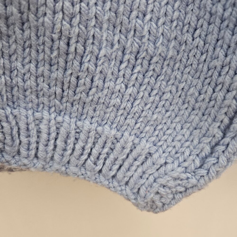 Handmade Knit Baby Hooded Sweater Cardigan Blue - Picture 5 of 12